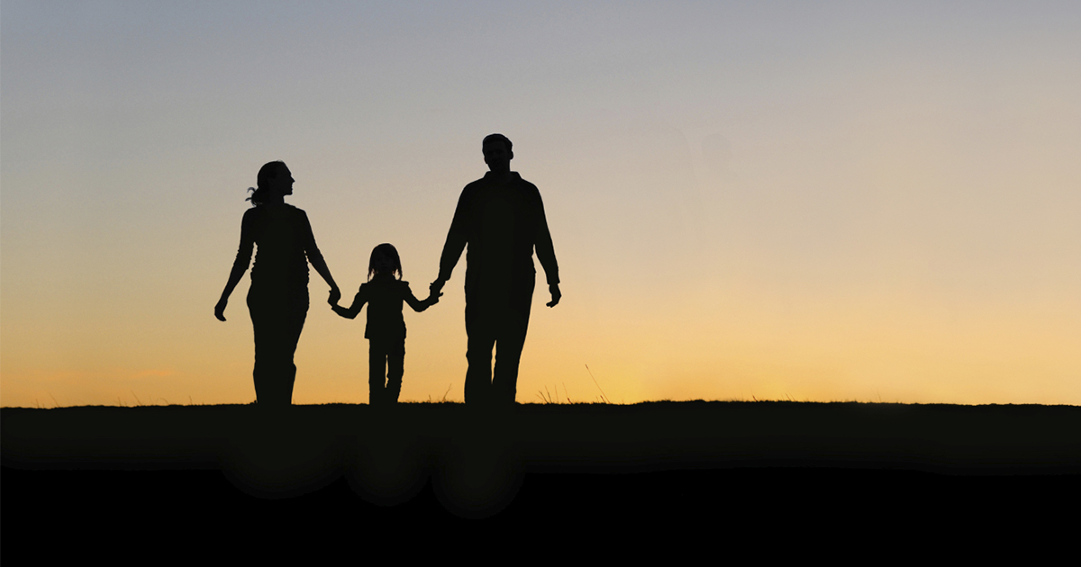 Silhouette of one-child family